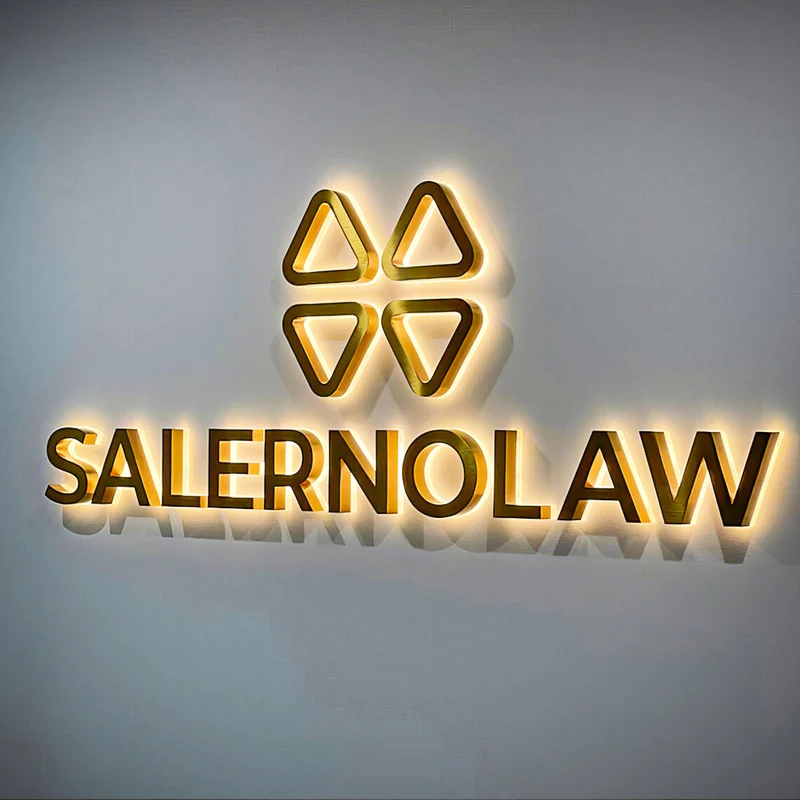 Personalized 3D Metal Backlit Sign, Stainless Steel Logo Sign Gold Silver Letter For Business, Office, Interior, Beauty Shop, Salon, Storefront