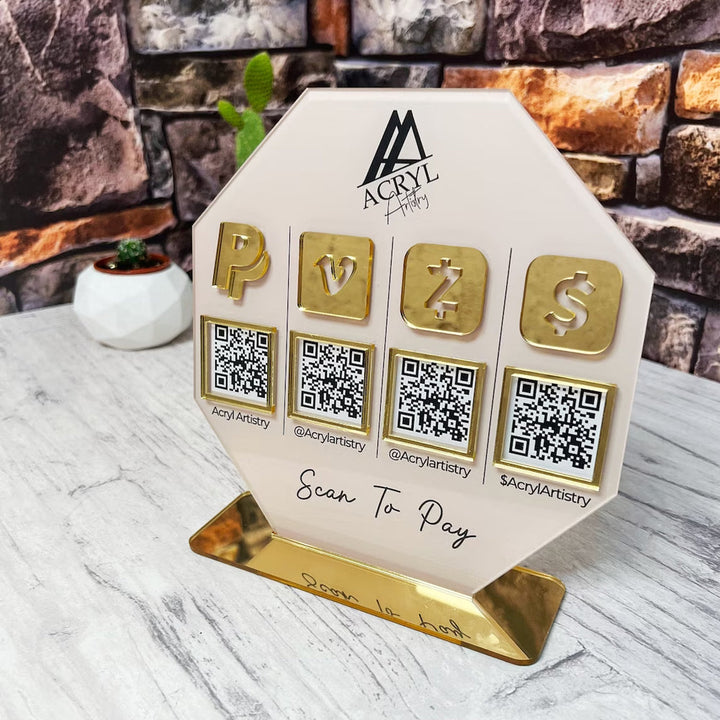Custom QR Code Sign - Personalized Payment Business Sign With Social Media QR Code Multi Payment Code