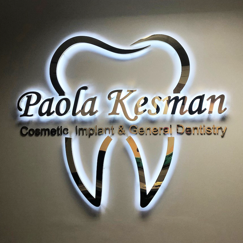 Dental Logo 3D Metal Backlit Sign, 3D Letters Sign, Custom LED Illuminated Metal Sign For Clinic, Office, Reception, Studio