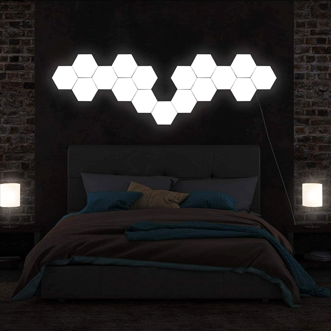 Hexagon LED Wall Lights Gaming Decoration RGB Remote/Touch Controlled - Pack of 6