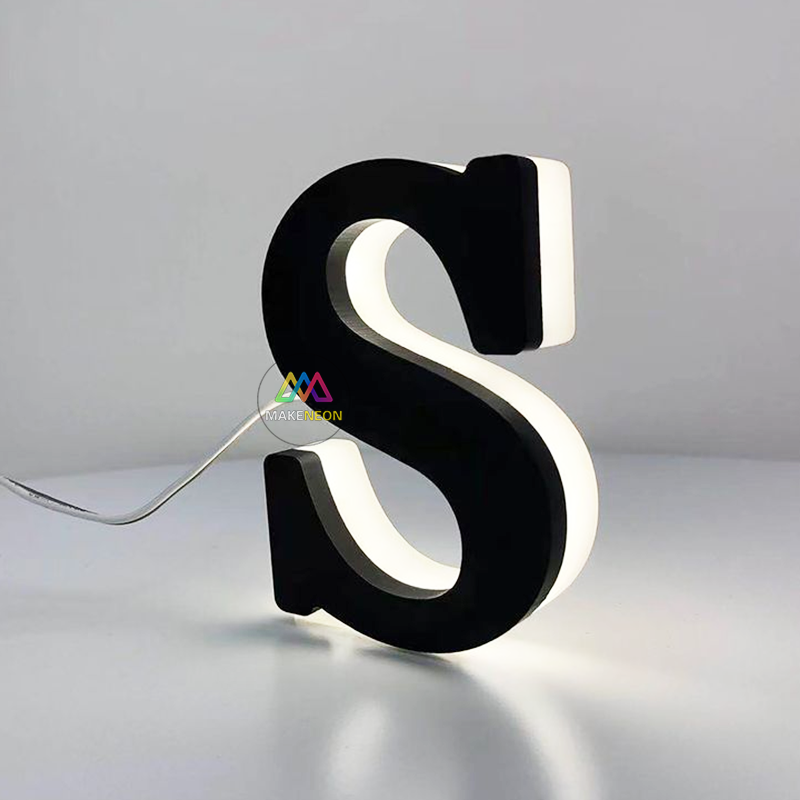 Personalized 3D Metal Backlit House Number Sign - Stainless Steel LED Backlit Letters