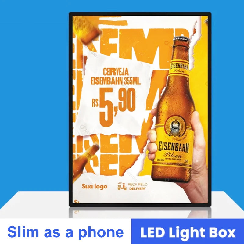 Ultrathin LED Light Box Illuminated Poster Display LED Backlit Menu Board For Restaurant Cafe Shops