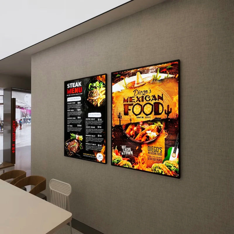 Ultrathin LED Light Box Illuminated Poster Display LED Backlit Menu Board For Restaurant Cafe Shops