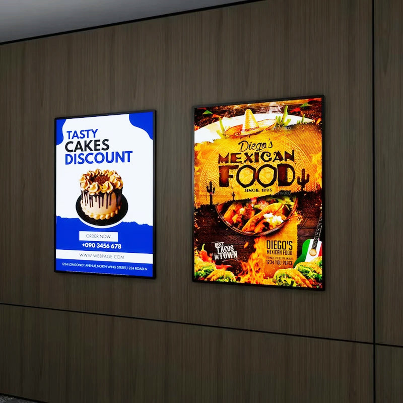 Ultrathin LED Light Box Illuminated Poster Display LED Backlit Menu Board For Restaurant Cafe Shops