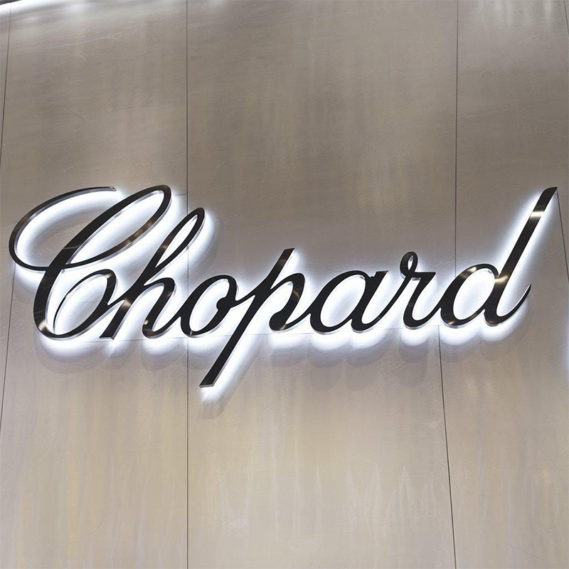 3D Metal Backlit Channel Letters Sign, Gold Stainless Steel Logo Sign For Business, Interior, Storefront