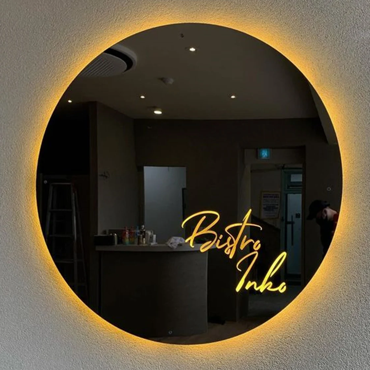 Black Metal Backlit Sign - Custom Logo Round Light Box For Business