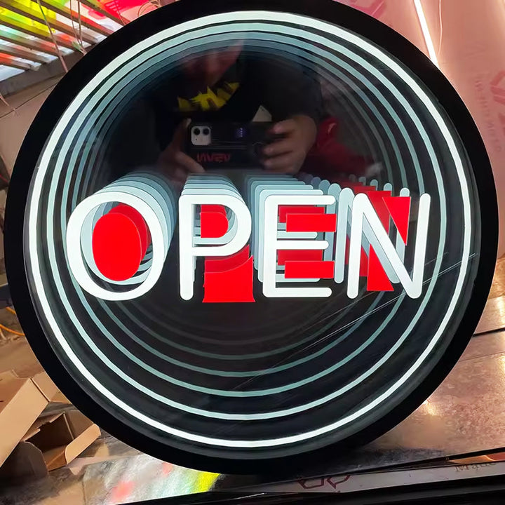 Custom Infinity Mirror Neon Sign RGB Multicolor Sign Round Magic Neon Light Box For Business