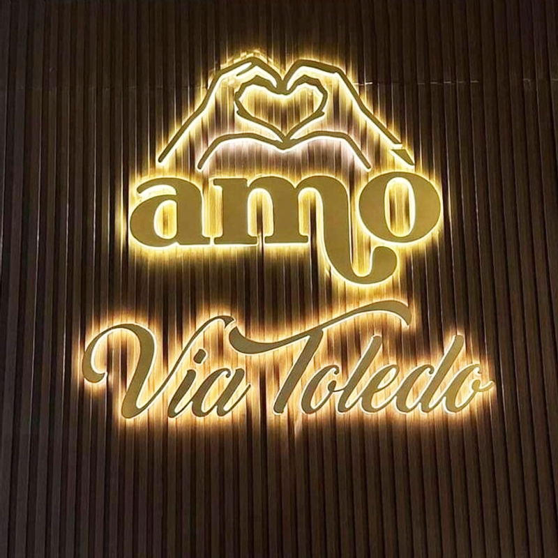 Office Logo 3D Metal Backlit Sign, Personalized Wall Logo Illuminated Metal Sign, 3D Letters Sign For Advertising, Reception