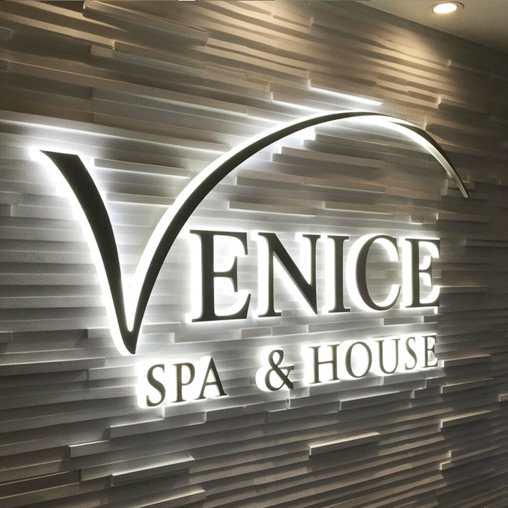 Office Logo 3D Metal Backlit Sign, Personalized Wall Logo Illuminated Metal Sign, 3D Letters Sign For Advertising, Reception