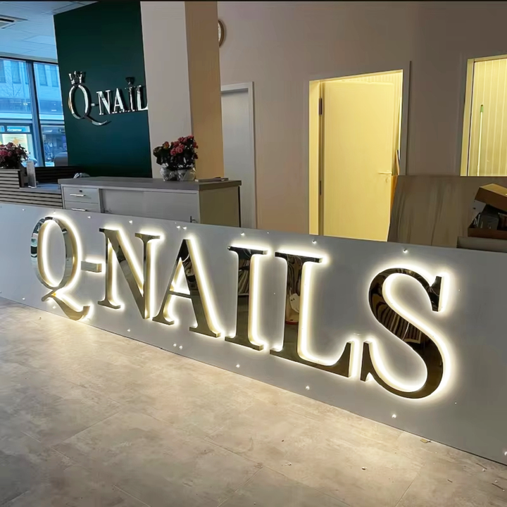 Office Logo 3D Metal Backlit Sign, Personalized Wall Logo Illuminated Metal Sign, 3D Letters Sign For Advertising, Reception