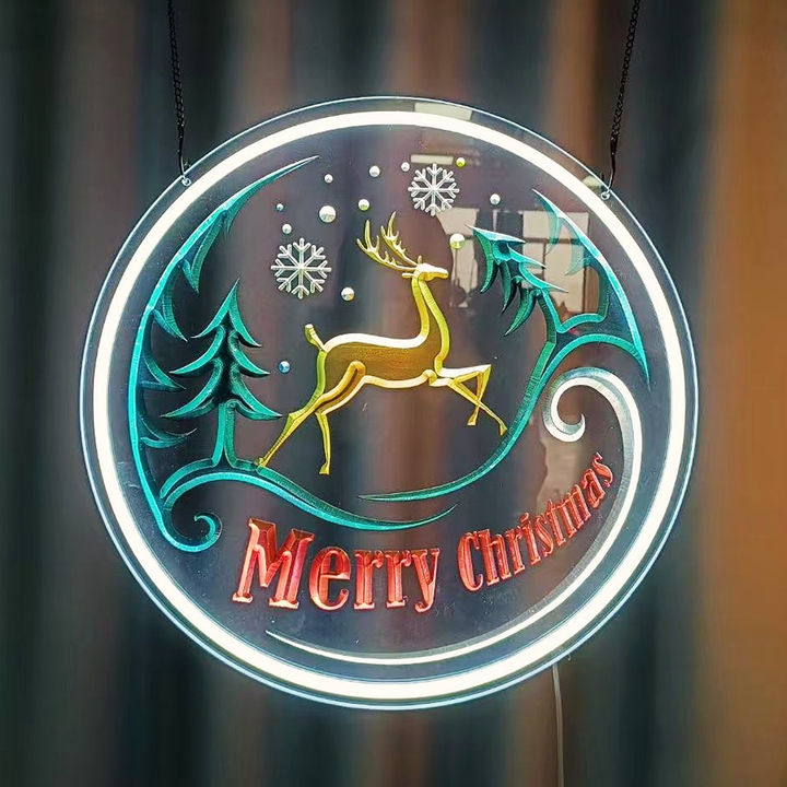 Christmas Embossed Neon - Custom Engraved Neon Sign For Home, Bar, Salon, Cafe