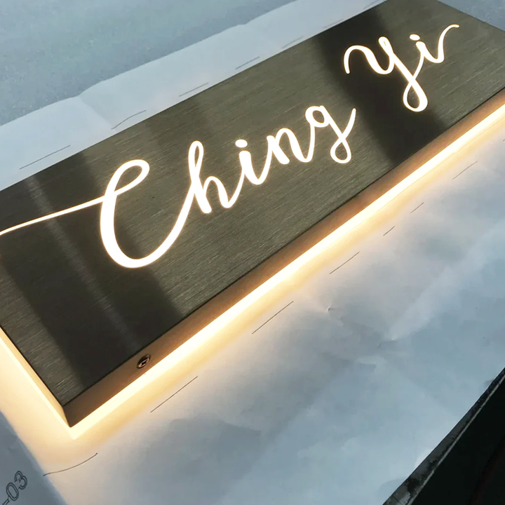 Metal Backlit Sign, Custom Logo Laser Cut LED Light Box For Reception, Business, Salon