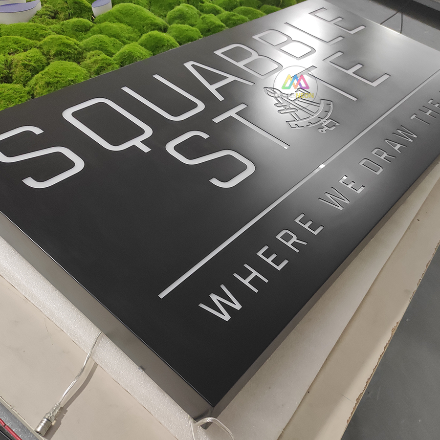 Metal Backlit Light Box, Custom Logo Square Led Metal Backlit Sign For Business