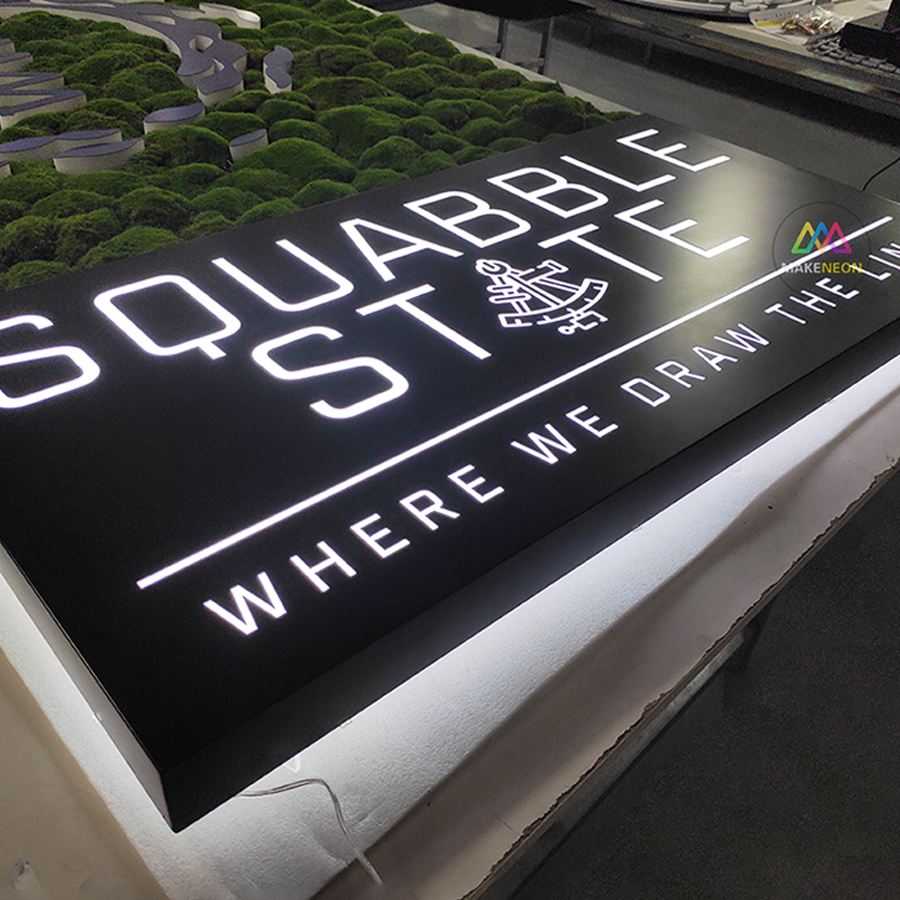 Metal Backlit Light Box, Custom Logo Square Led Metal Backlit Sign For Business