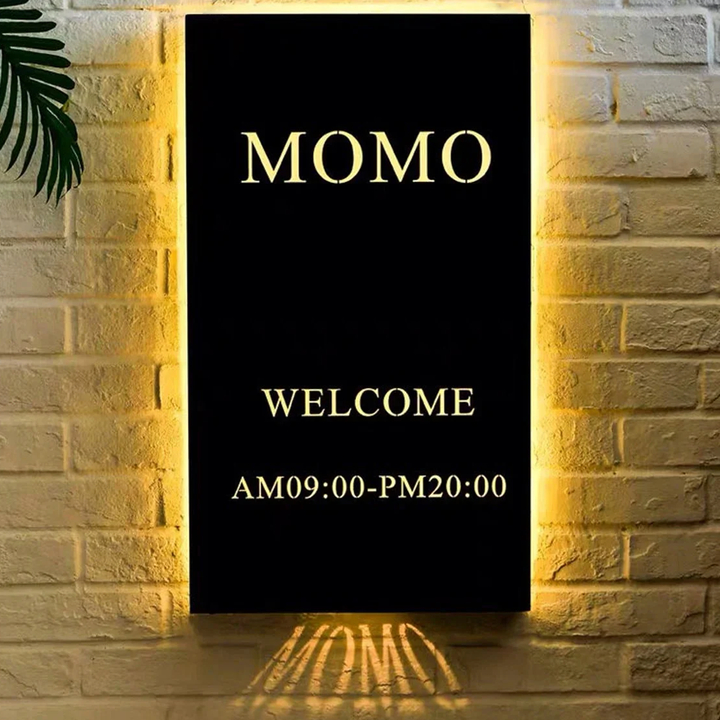 Metal Backlit Light Box, Black Custom Wall Logo Led Metal Backlit Sign For Business, Studio