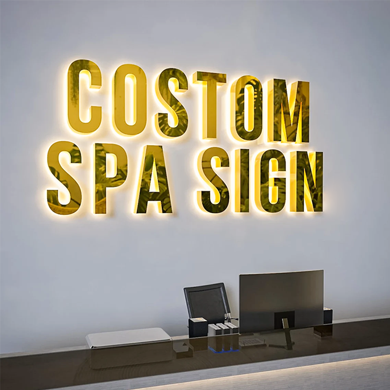 Salon Logo Metal Backlit Sign, Laser Cut Stainless Steel Sign For Beauty Shop, Spa, Reception, Interior Decoration