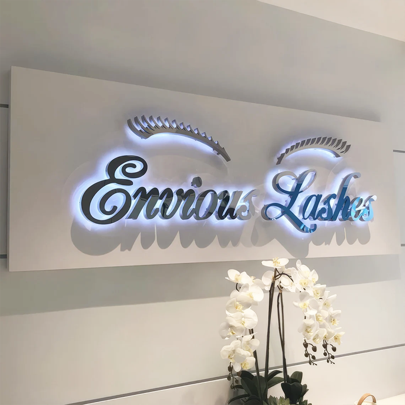 Salon Logo Metal Backlit Sign, Laser Cut Stainless Steel Sign For Beauty Shop, Spa, Reception, Interior Decoration